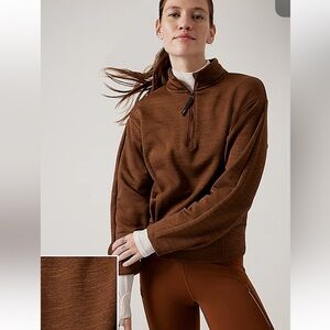 ATHLETA Altitude Polartec Half Zip Sweatshirt Mahogany Heather
